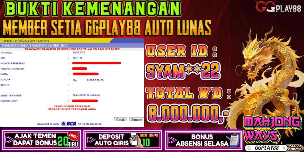 🎁BUKTI WITHDRAW PLAYER AKTIF HARI INI,, SELAMAT KEPADA PLAYER SETIA GGPLAY88 🎁 24/MAY 2025