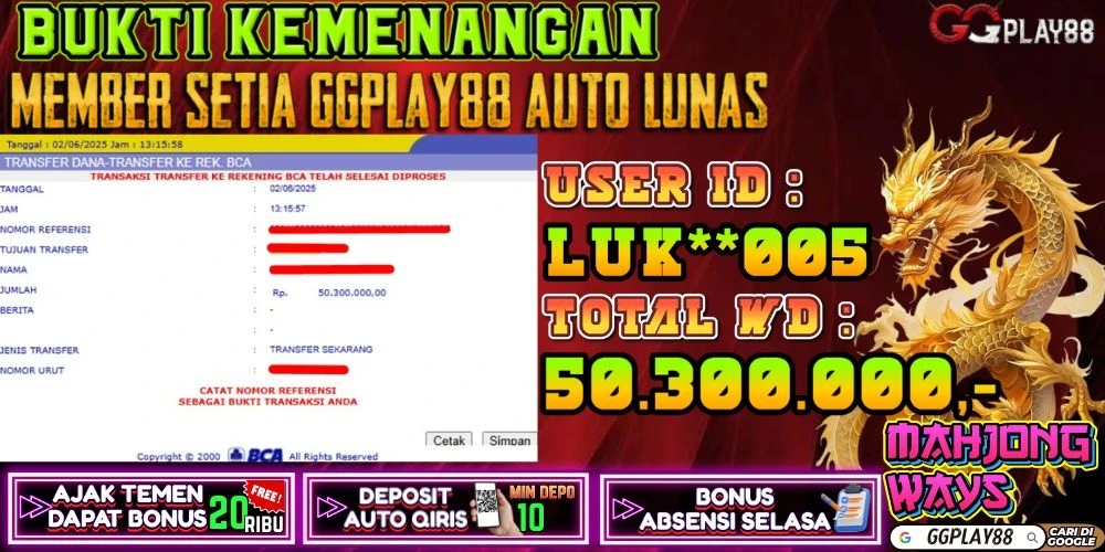 🎁BUKTI WITHDRAW PLAYER AKTIF HARI INI,, SELAMAT KEPADA PLAYER SETIA GGPLAY88 🎁02 Juni