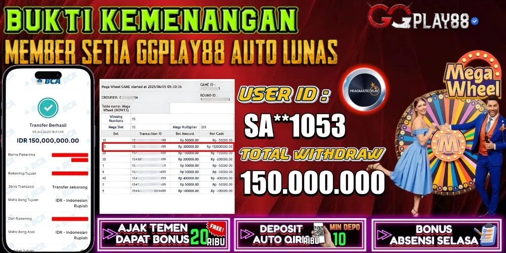 BUKTI KEMENANGAN MEGA WHEELS PRAGMATIC